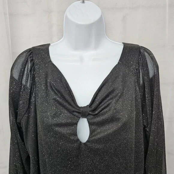 Unbranded Blouse Goth Whimsigoth Fairy Gray Glitter Sheer XL - Picture 3 of 11